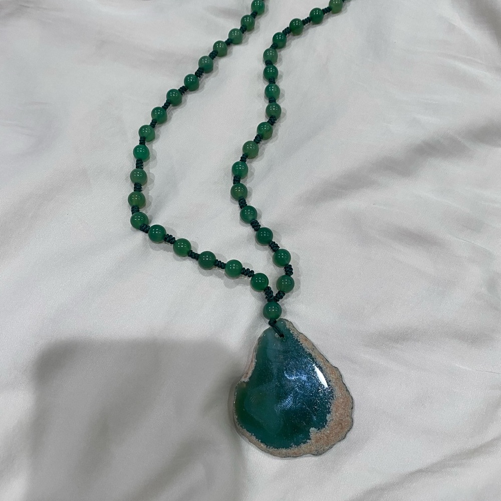Green Agate Beaded Necklace